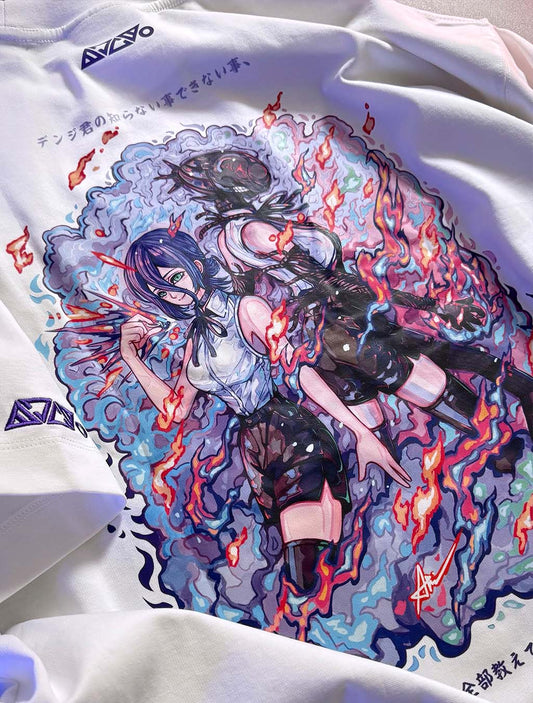 Reze T-shirt (⚡️White⚡️) *CHIILL TOUCH* 🌟PREORDER🌟